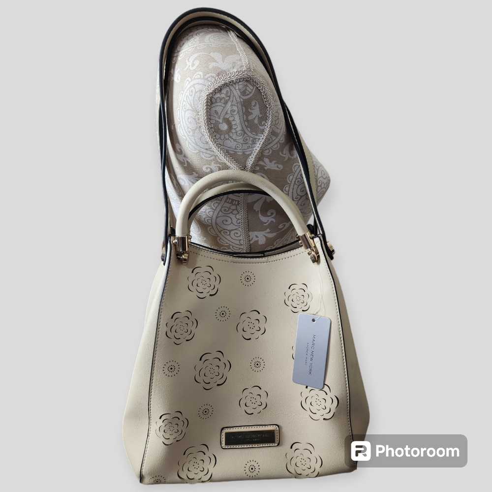Marc NY Andrew Marc cream bag with flower cutouts